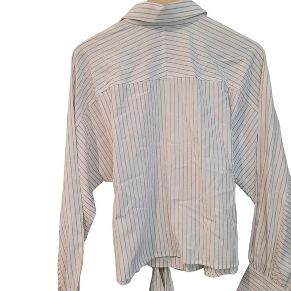 Cabi Womens Long Sleeve Button-Up Tied Up Shirt Size Medium Multicolor Dolman - Picture 5 of 7